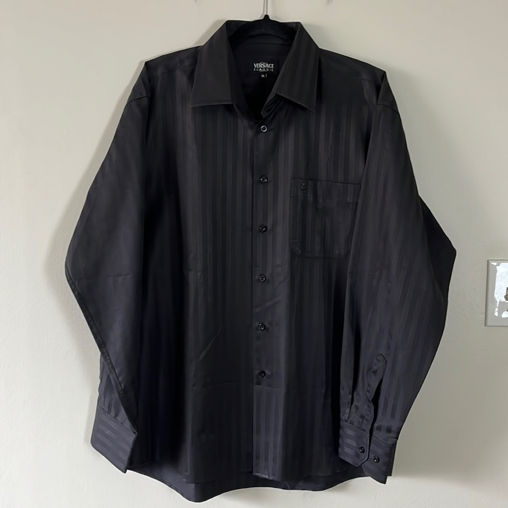 🌓Versace black casual dress men shirt XL size